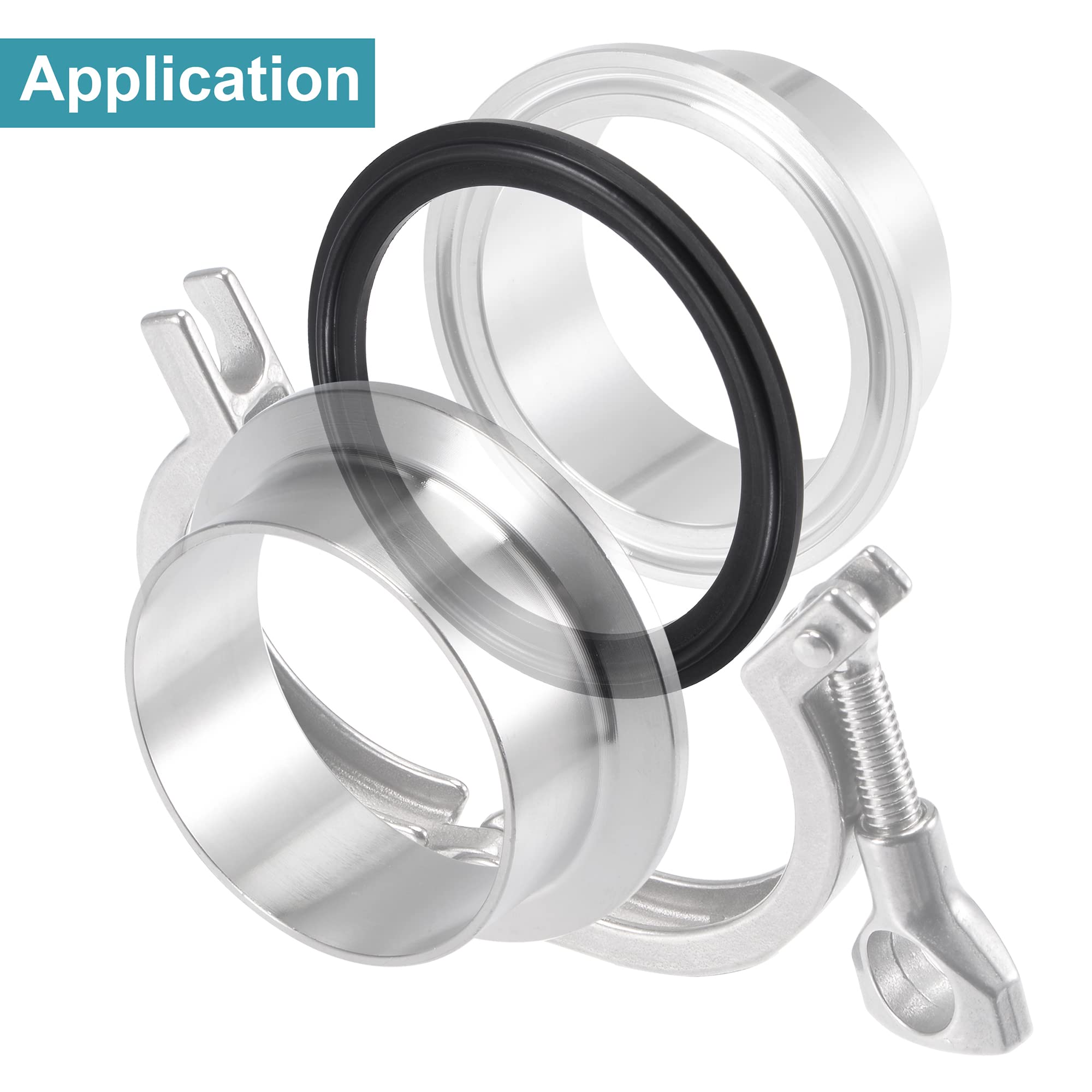 High-Performance 2.5 Inch Fluorine Rubber Gasket Flange O-Ring for Vacuum Clamps - Black (2 Pack) - Ideal for Industrial Sealing, HVAC Systems & Automotive Applications