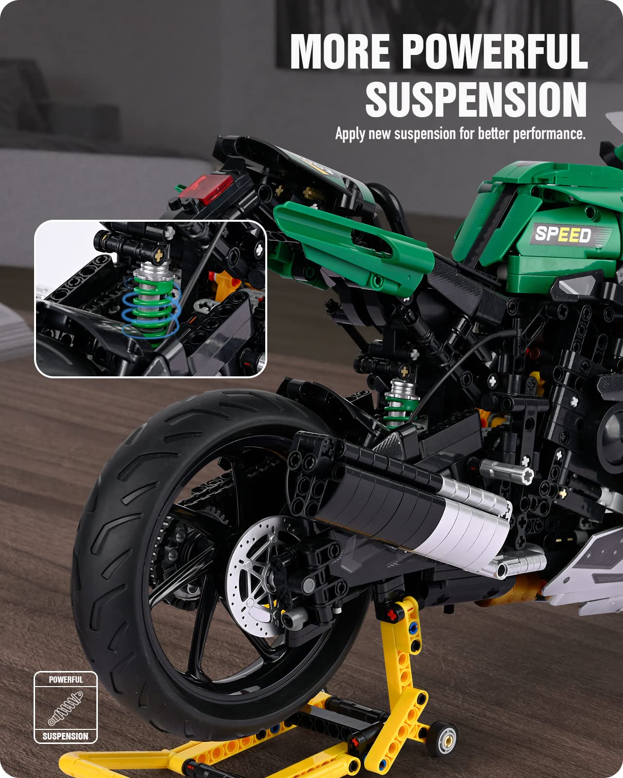 Nifeliz H2 Motorcycle Model Kit - 2088 PCS Adult Building Set for Home Display & Gift