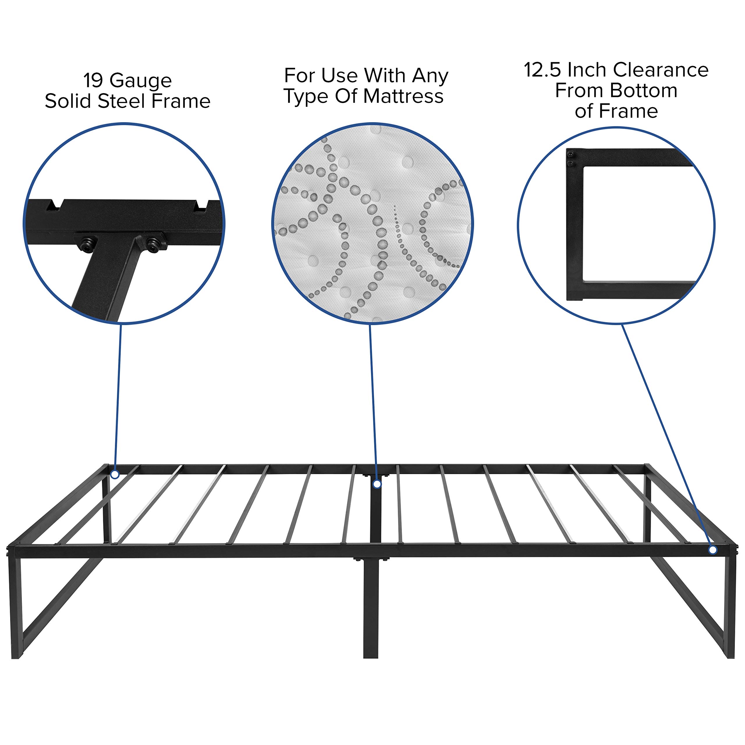 EMMA + OLIVER 14 Inch Twin Size Platform Bed Frame with 12 Inch Memory Foam Mattress in a Box - No Box Spring Needed - Perfect for Kids Rooms, Guest Beds & Small Spaces