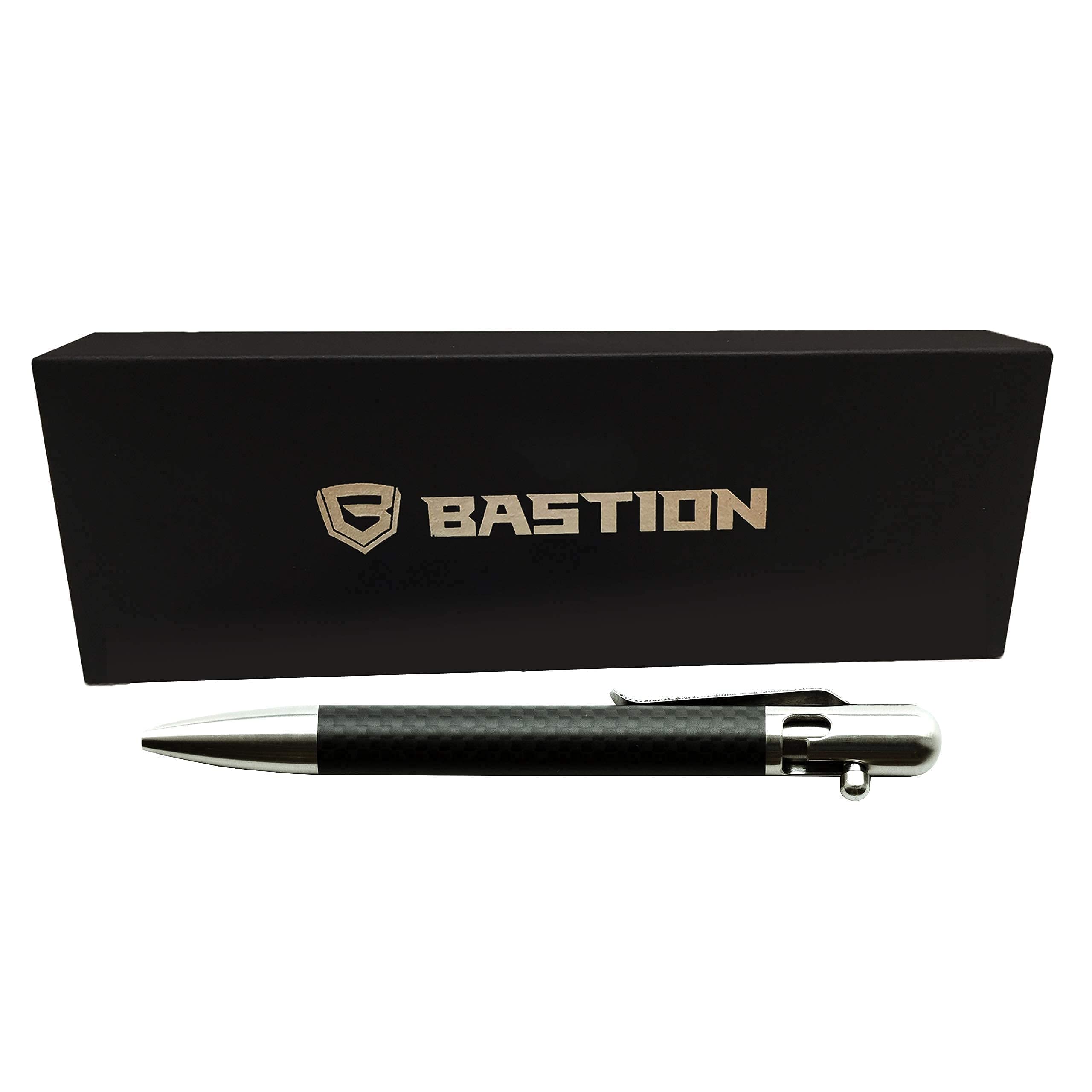Premium Bolt-Action Pen Set with 2 Extra Black Ink Refills - Carbon Fiber & Stainless Steel Ballpoint Pen Gift for Men & Women - Perfect for Office, Business Meetings & Everyday Writing