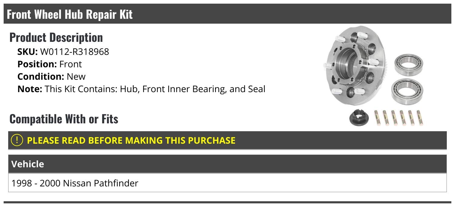 Front Wheel Bearing Hub Assembly Replacement Kit for 1998-2000 Nissan Pathfinder - High-Quality OEM Fit - Perfect for Off-Roading & Daily Commuting