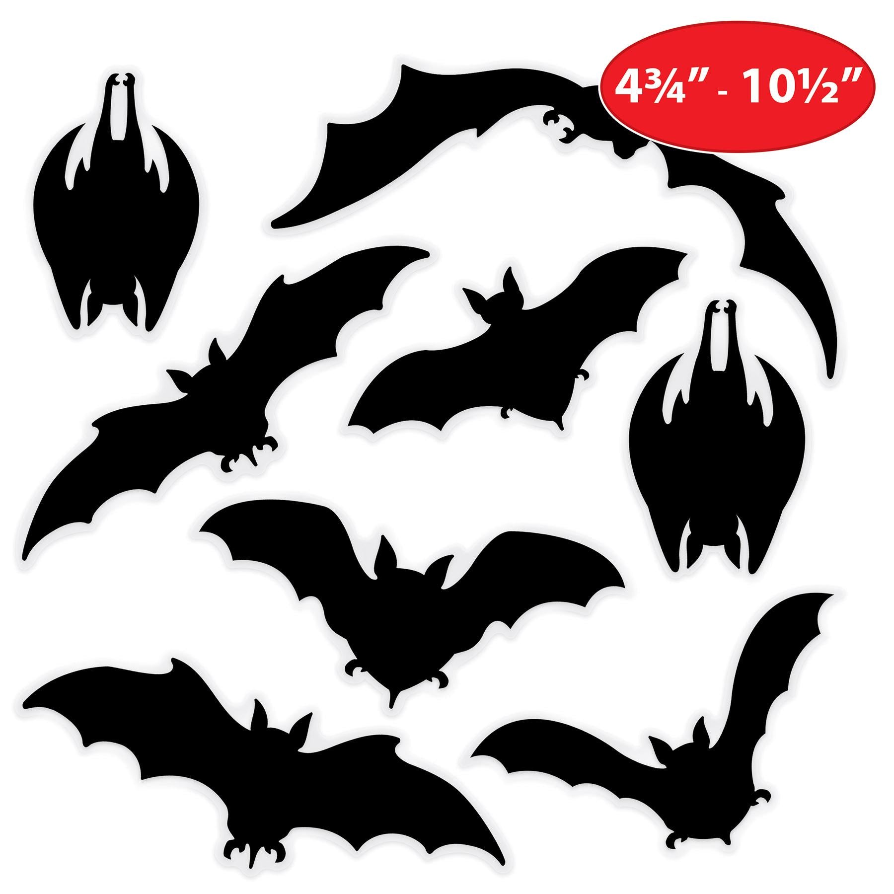 12 Pack Beistle Halloween Bat Silhouette Window Clings - Spooky Decals for Windows, Mirrors & Glass Doors - Perfect for Halloween Party Decorations & Haunted House Themes