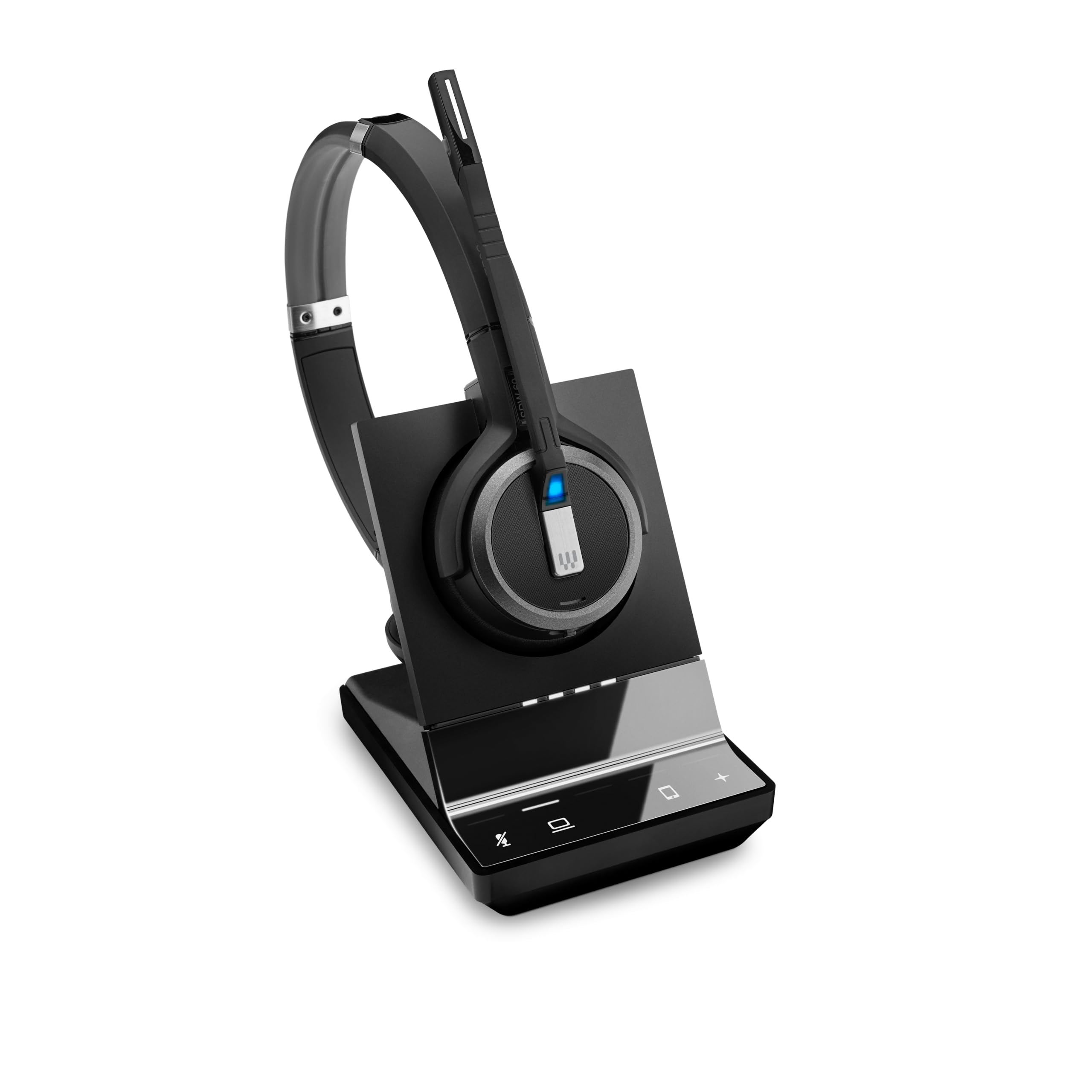 Sennheiser SDW 5063 Wireless DECT Headset with Dual Microphone & Ultra Noise Cancelling - Binaural PC/Softphone Headset for Call Centers, Remote Work & Office Use (Black, Model 506588)