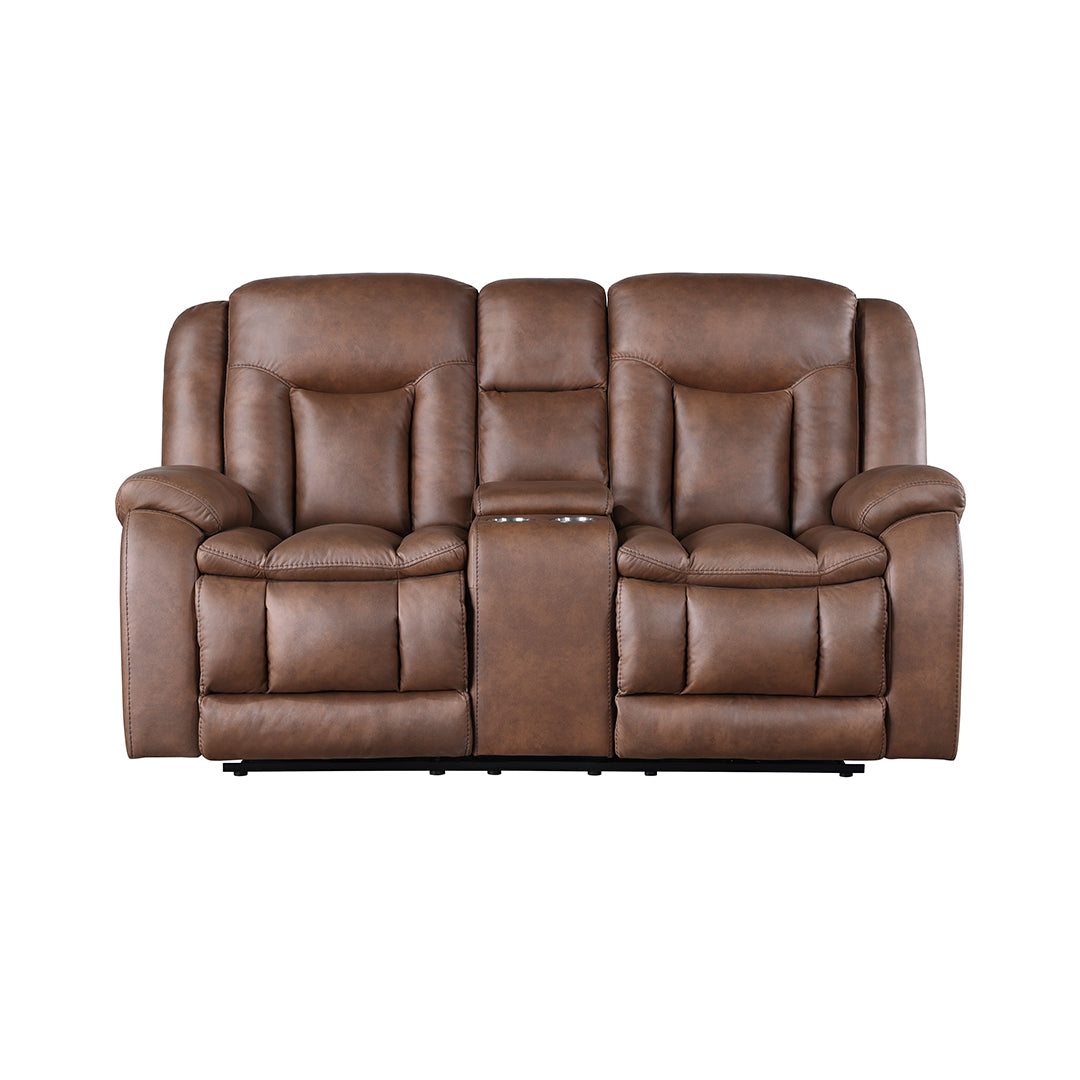 Morello Manual Reclining Loveseat with Console - Comfortable 2-Seater Recliner Sofa with Cup Holders - Perfect for Living Room, Home Theater & Small Spaces