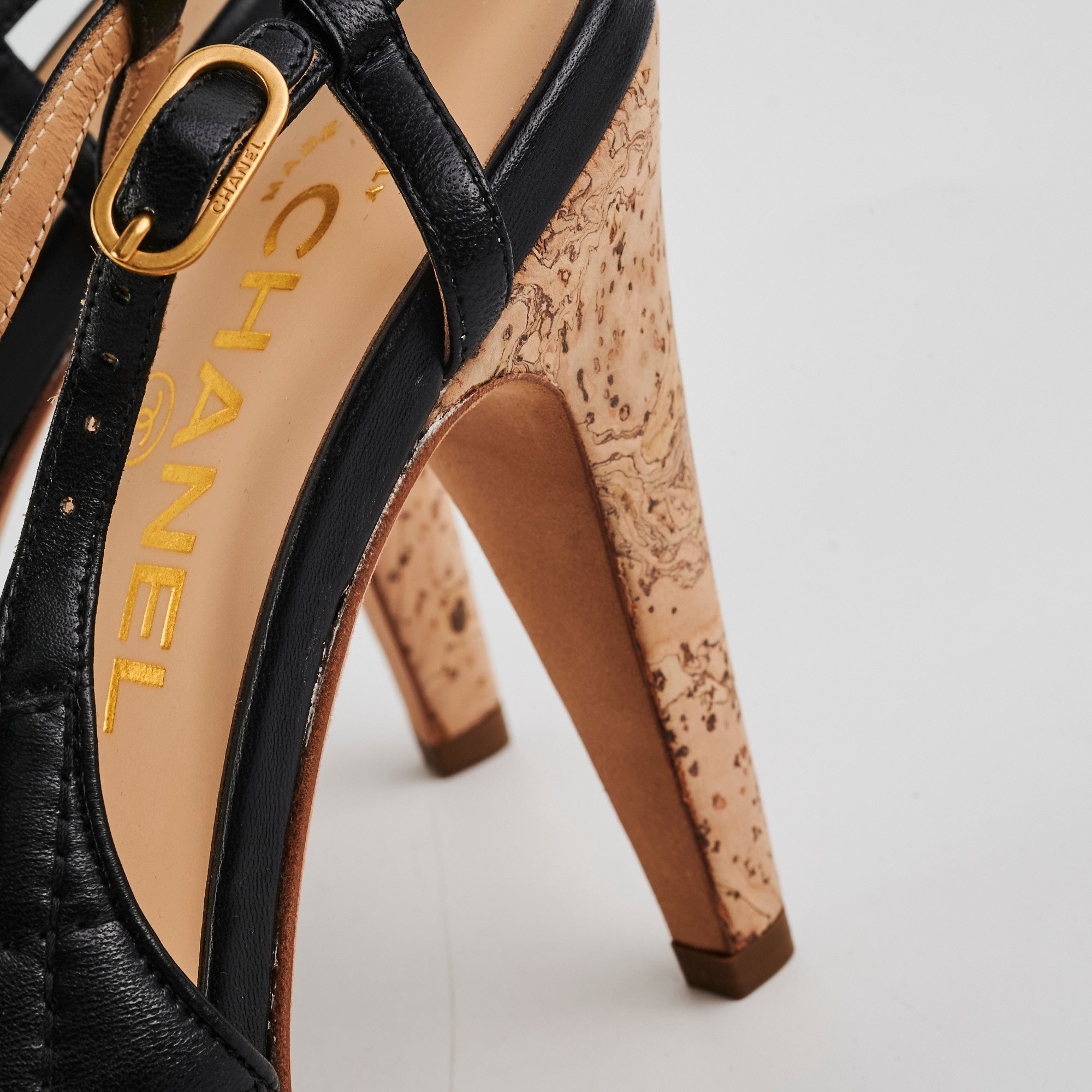 Chanel Quilted Heels Black Lambskin Leather Size 39.5 Women's Luxury High Heels for Evening Parties & Special Occasions