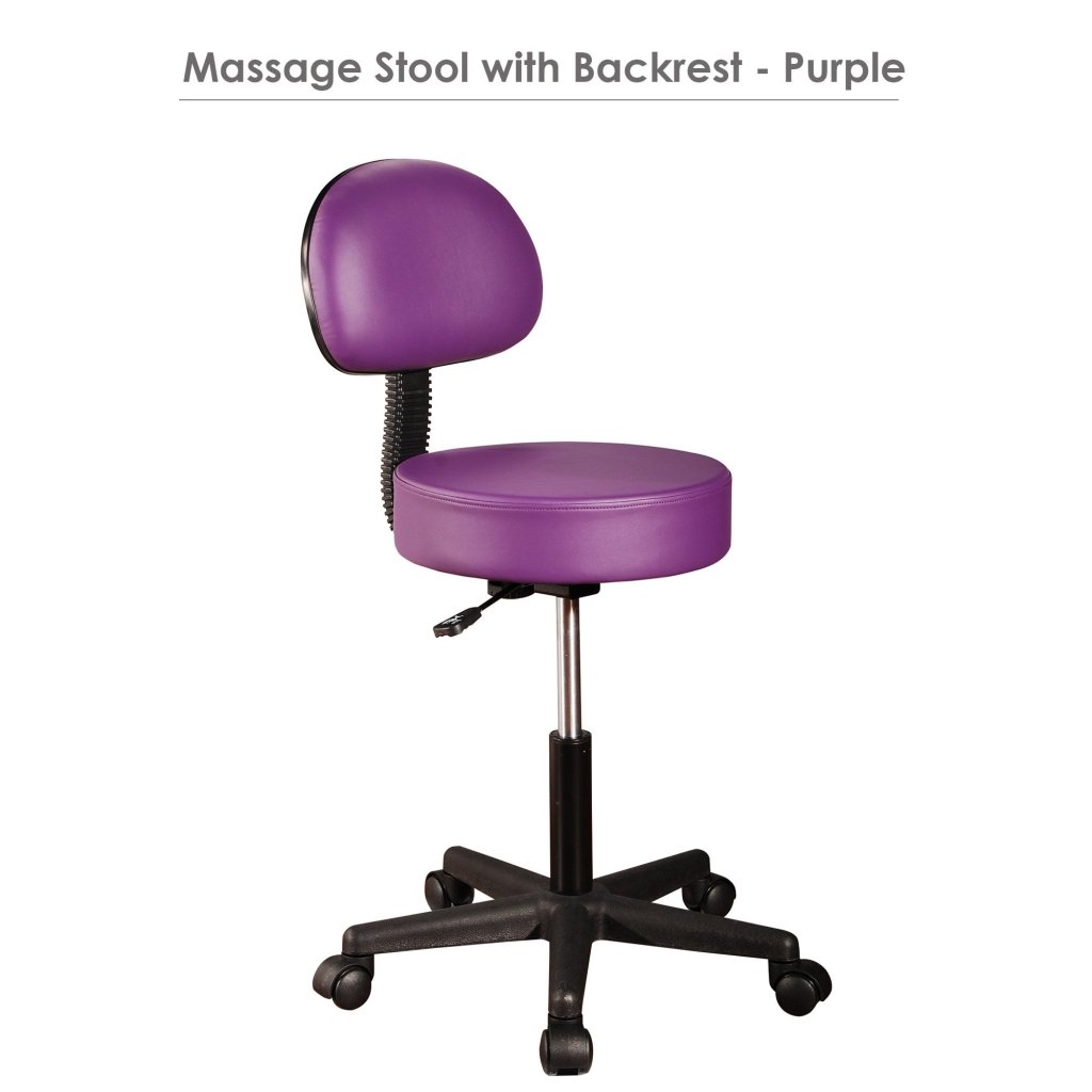 Professional Pneumatic Rolling Massage Stool with Backrest - Adjustable Height for Chiropractors, Therapists & Home Use - Relieve Back Pain & Improve Posture