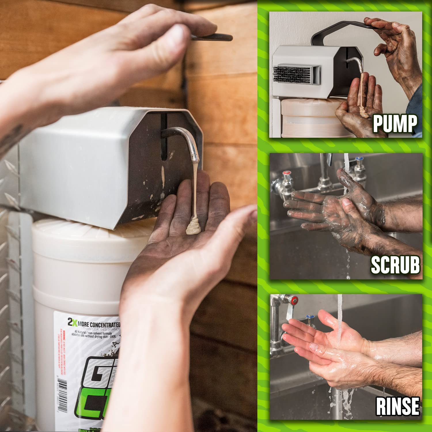 Grip Clean Heavy-Duty Hand Cleaner for Mechanics - Natural Pumice & Clay Soap for Grease & Dirt - Coconut Oil Moisturizing Formula - Flat Top Gallon Jug Refill (2-Pack) - Ideal for Auto Shops, Construction & Industrial Work