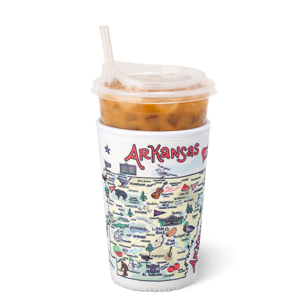 Arkansas Medium Iced Cup Coolie - Insulated Beverage Sleeve for Coffee, Tea & Cold Drinks - Perfect for Road Trips, Office & Outdoor Activities