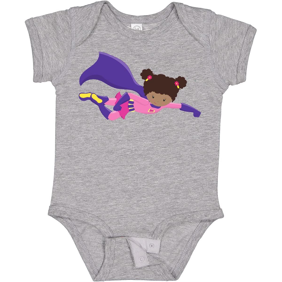 Inktastic African American Superhero Girl Baby Bodysuit with Cape - Cute & Comfortable Infant Outfit for Playtime, Dress Up & Superhero Costume Parties