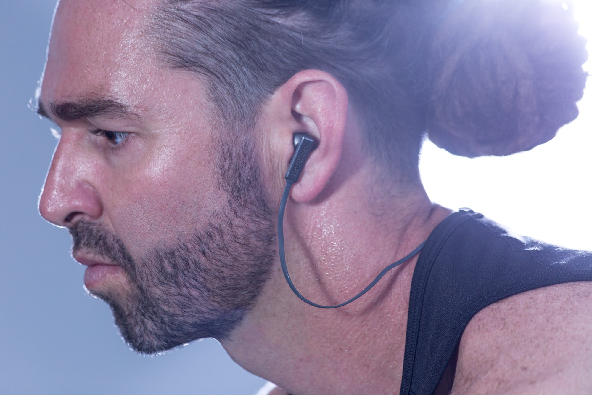 Braven Flye Sport Bluetooth Earbuds Wireless Headphones - Grey/Red - Sweatproof & Secure Fit for Running, Gym, Workout & Outdoor Activities