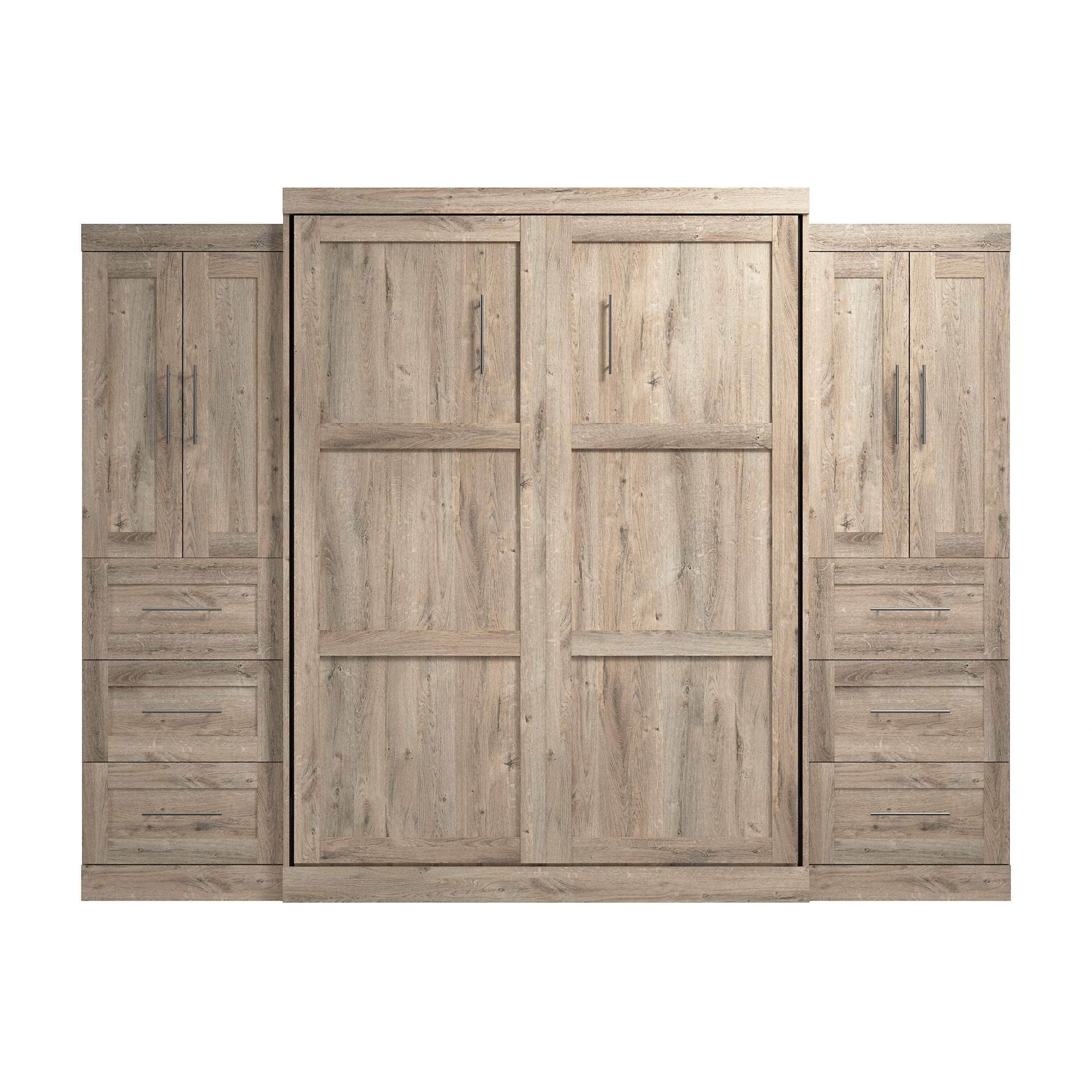 Pur Queen Murphy Wall Bed with Closet Storage Cabinets (115W) - 7 Color Options - Space-Saving Solution for Small Apartments, Guest Rooms & Home Offices