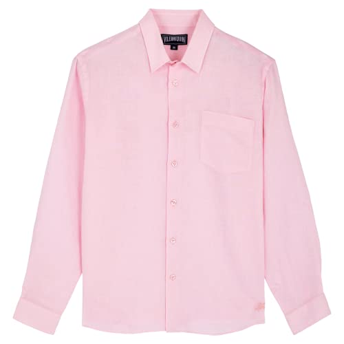 Vilebrequin Men's Linen Shirt - Breathable Summer Casual Button Down Shirt for Beach, Vacation & Outdoor Activities