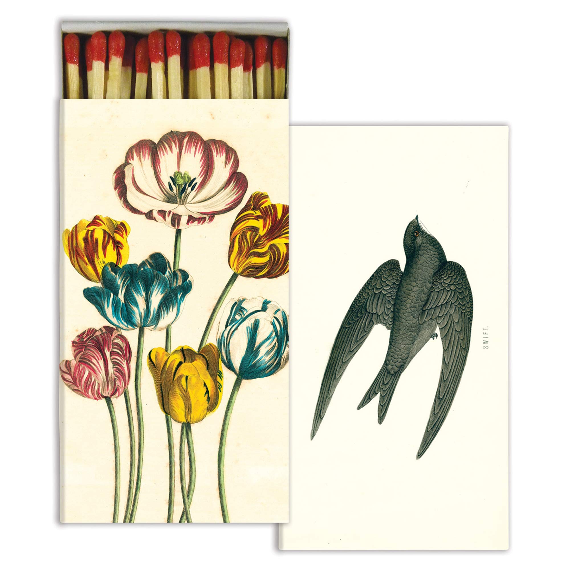 HomArt Floral Match Box Set - 2 Large with Long Matches for Candles & Fireplaces
