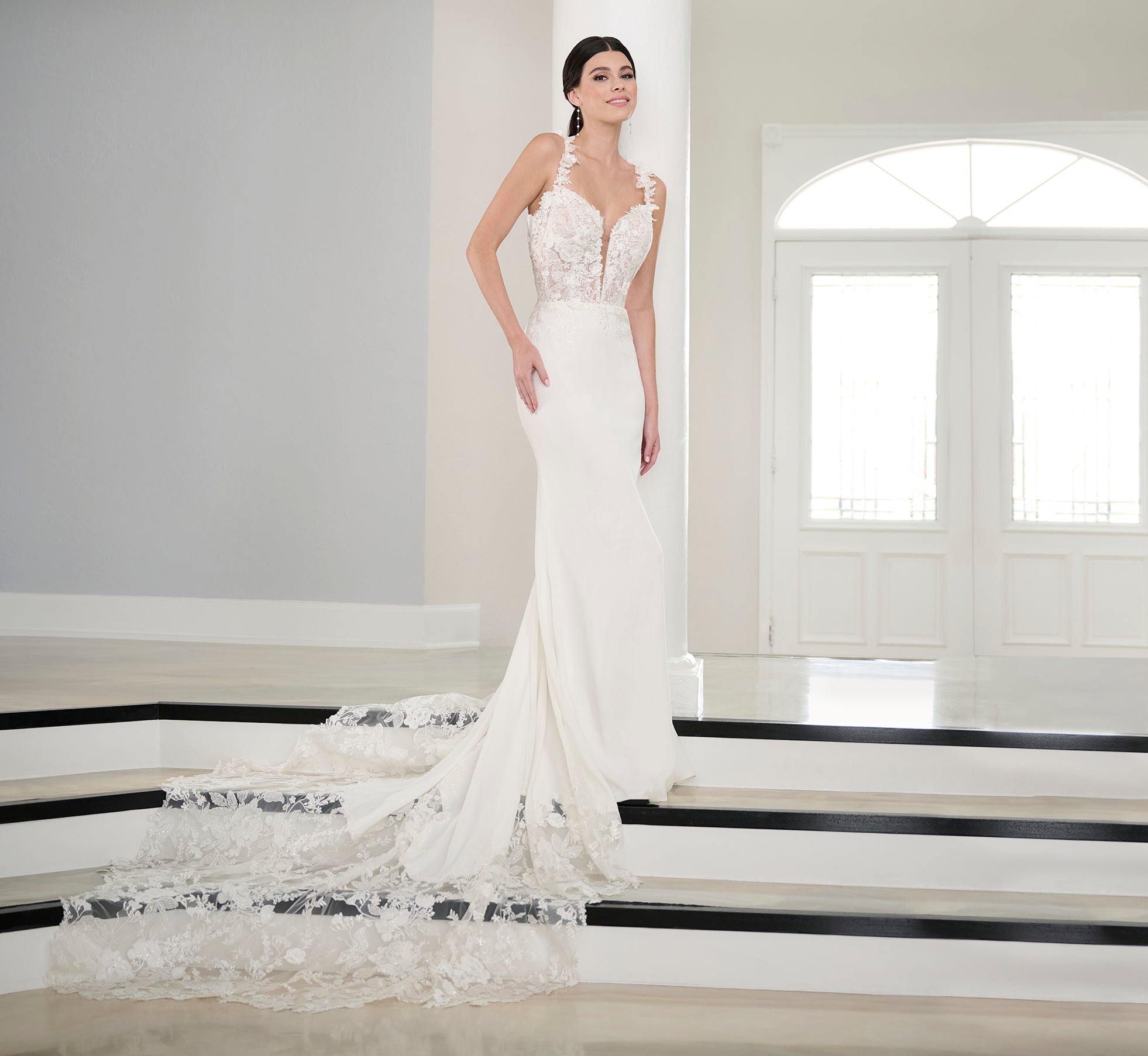 Ivory Nude Lace and Stretch Crepe Gown - Elegant Wedding, Prom & Evening Dress for Special Occasions