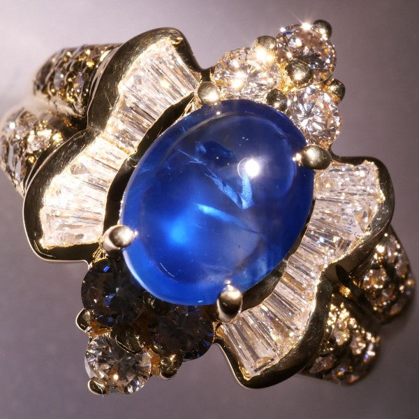 18K Yellow Gold Star Sapphire Diamond Ring for Women – Elegant Wedding, Engagement & Anniversary Jewelry Gift