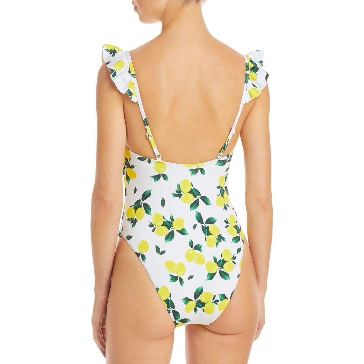 Women's Printed Ruffled One-Piece Swimsuit - White Floral Summer Swimwear for Beach, Pool & Vacation | Comfortable Bathing Suit with Adjustable Straps