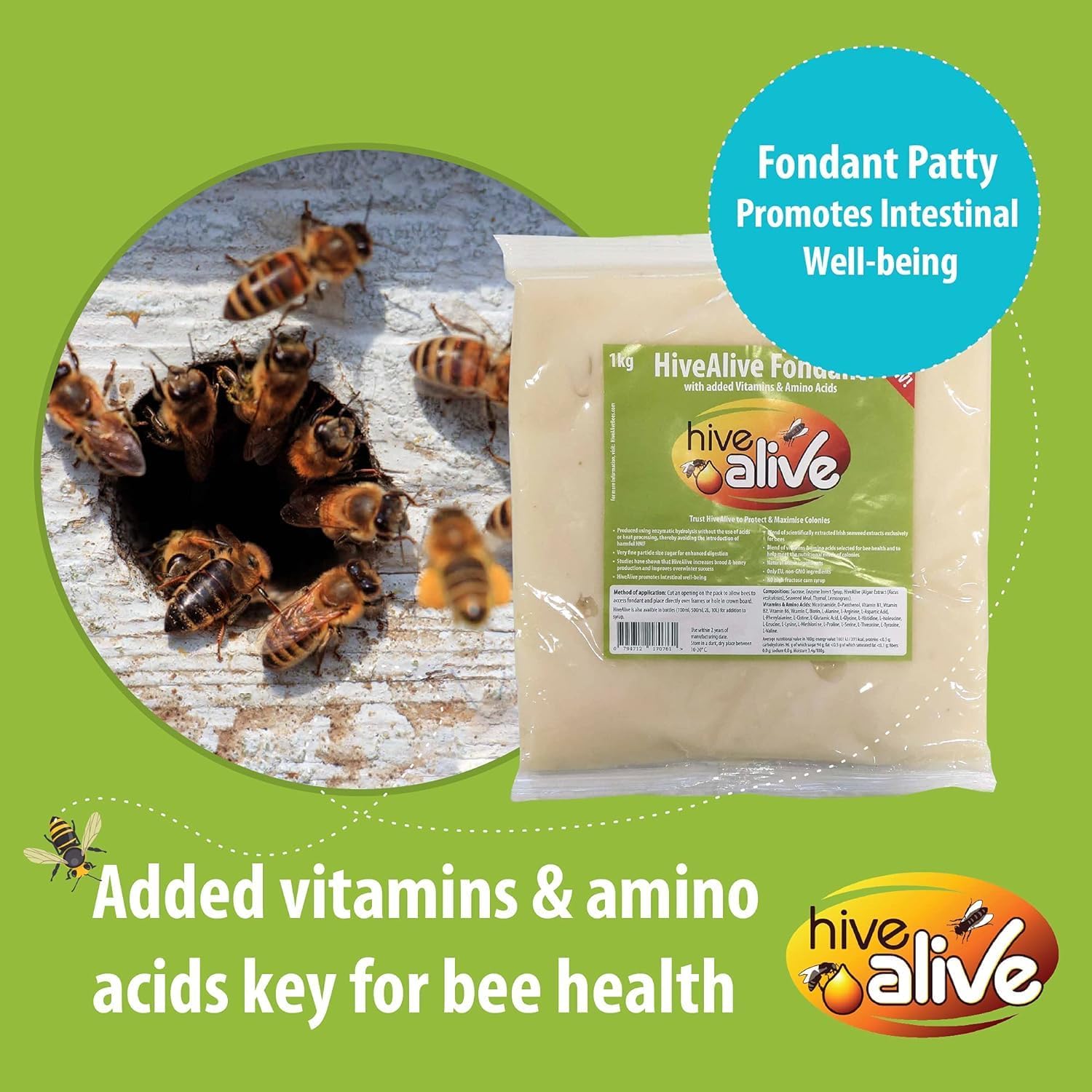 Hive Alive Fondant Bee Food Supplement – Easy-to-Use Winter Bee Feed Enhancer Prevents Starvation & Boosts Gut Health – 15 Pack for Beekeeping & Overwintering Hive Maintenance