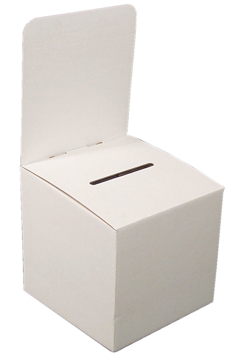10-Pack Large Suggestion Box with Removable Header - White Cardboard Ballot Box for Tabletop Use - Perfect for Offices, Schools, Voting Events & Customer Feedback Collection