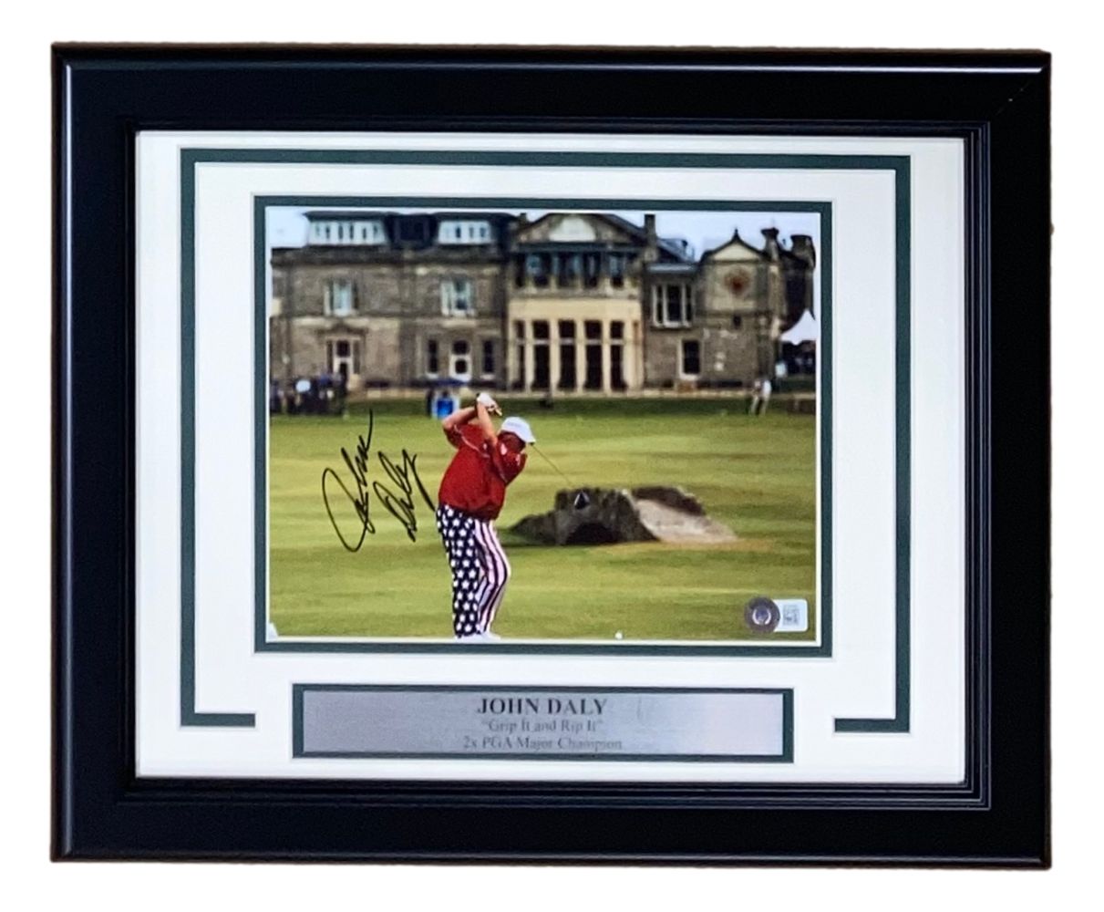 John Daly Autographed 8x10 Framed Golf Photo - St. Andrews PGA Championship Memorabilia - Perfect for Golf Fans, Man Cave Decor & Sports Collectors