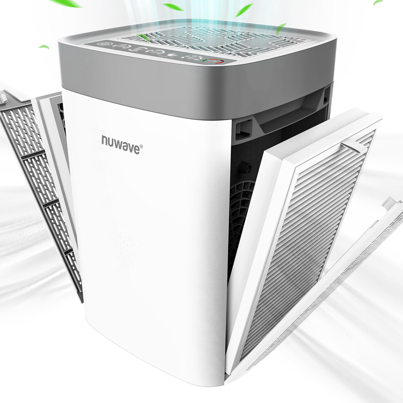 Nuwave Air Purifier for Home & Bedroom - Covers 1361 Sq Ft, H13 True HEPA & Carbon Filter for Pet Hair, Allergies, Dust & Smoke, Air Quality Sensor, Ultra Quiet 18dB, Energy Star Certified - Perfect for Allergy Relief, Nursery, Office & Small Spaces
