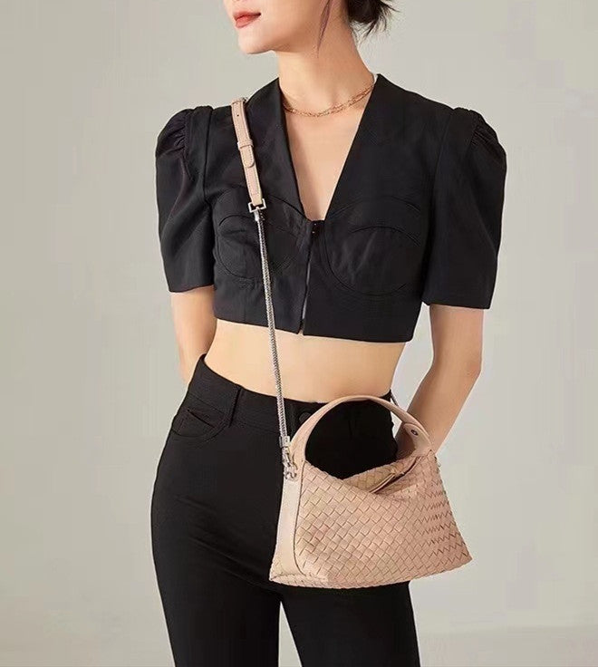 Stylish Woven Everyday Tote Bag for Women - Lightweight & Durable Handbag for Work, Shopping & Beach Outings