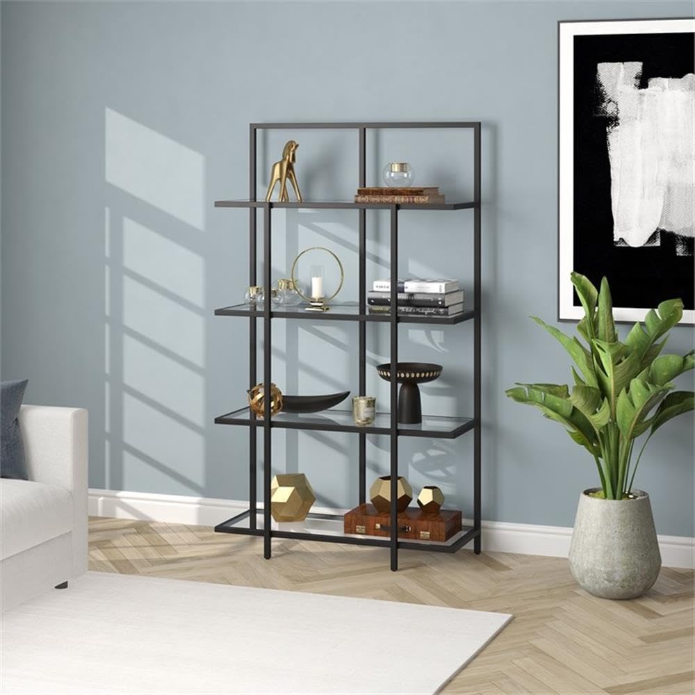 62'' Tall Rectangular Bookcase in Blackened Bronze - Modern Bookshelf for Living Room, Office & Study - Sturdy Storage Shelf for Books, Decor & Display
