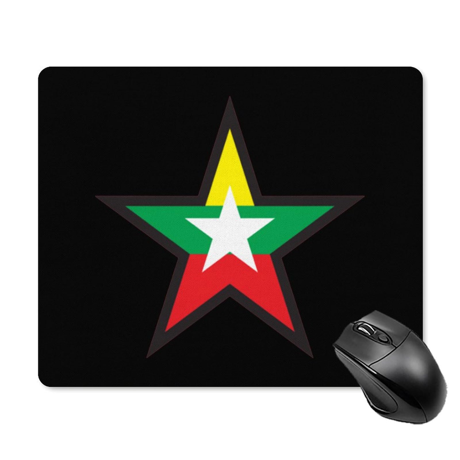 Premium Myanmar Flag Star Mouse Pad - Durable, Non-Slip, Waterproof Gaming Mouse Mat for PC & Laptop - Perfect for Home, Office & Gaming (18 x 22cm)