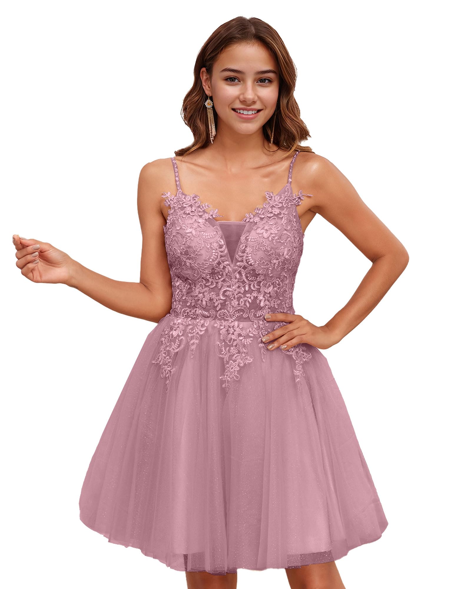 JAEDEN 2025 Short Prom Dress with Lace - Elegant Homecoming & Quinceañera Dresses for Teens in Tulle, Perfect for Dances, Parties & Special Occasions
