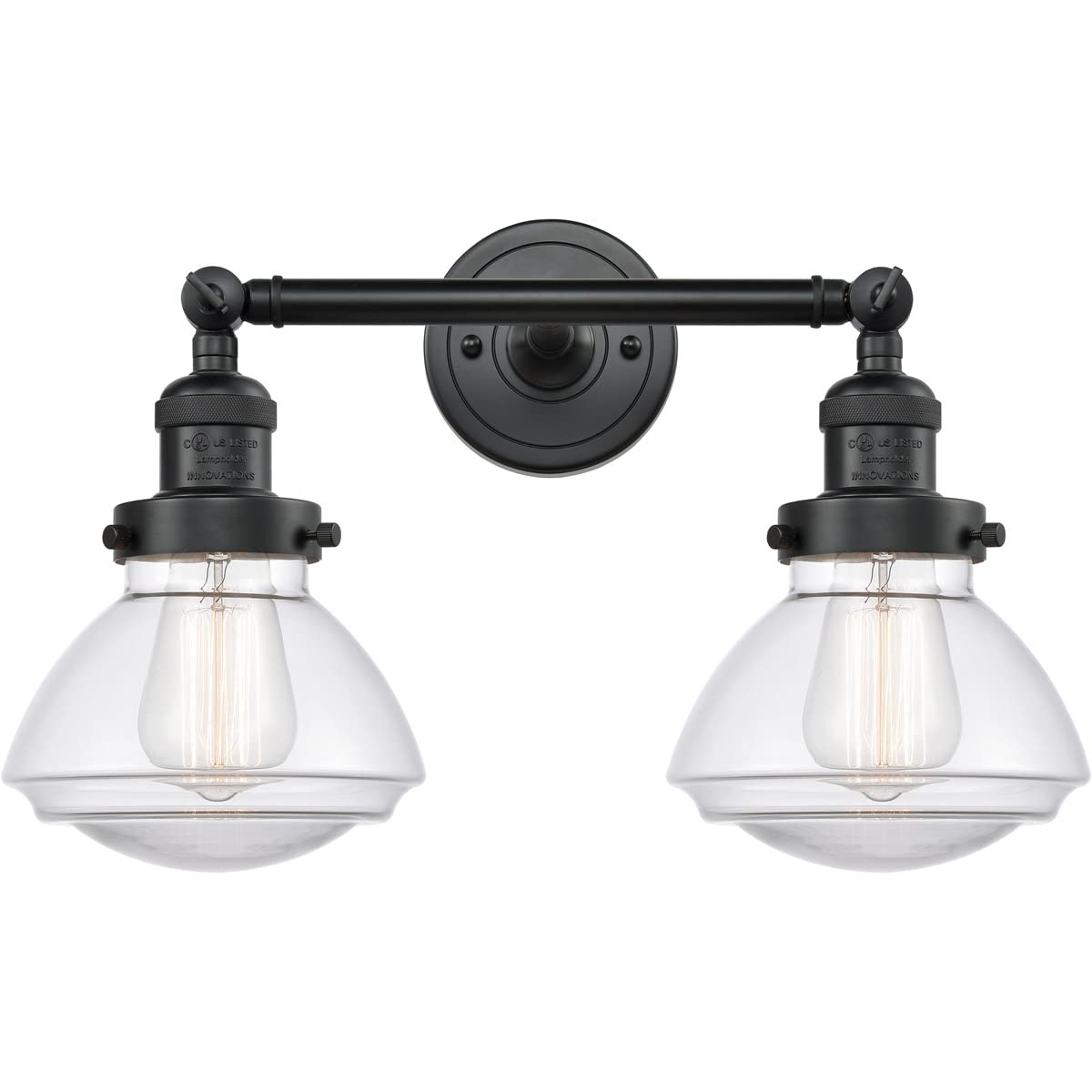 Innovations Lighting 208-BK-G322 Olean 2-Light Bathroom Vanity Light - Franklin Restoration Collection - Perfect for Bathroom Makeovers & Vintage-Style Home Decor