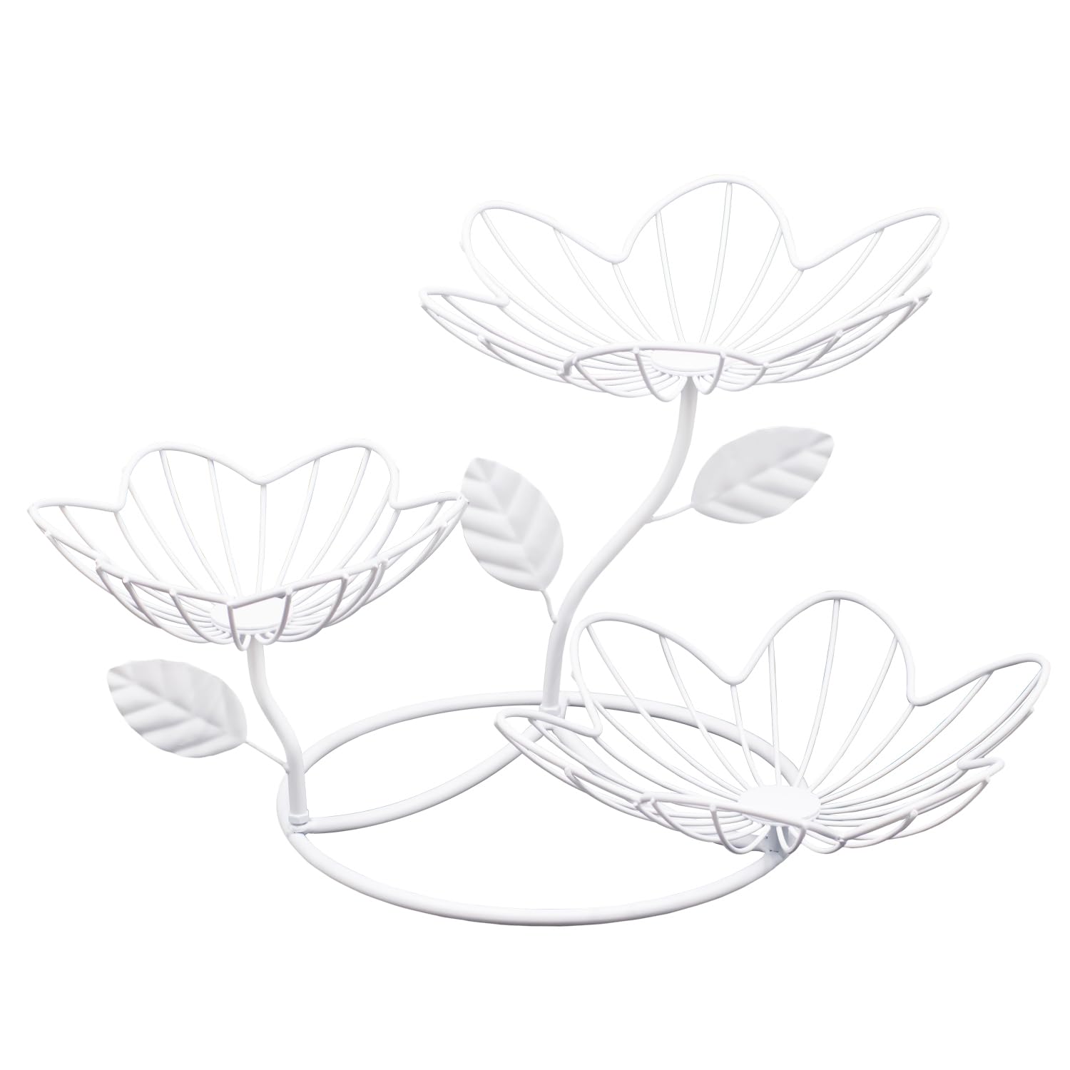 Rose-Inspired 3-Tier White Fruit Basket - Functional Elegance for Modern Kitchens, Stylish Storage for Fruits and Vegetables, Perfect for Countertops and Dining Tables