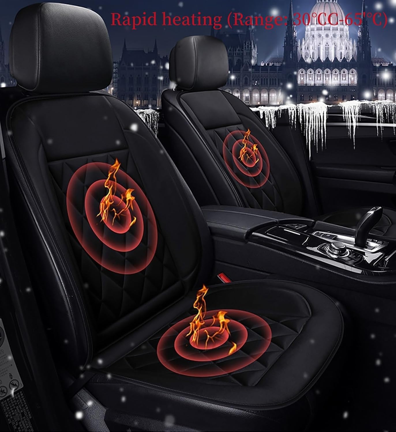 2 Pcs Heated Seat Cushion with Back Support - Comfortable Car Seat Cover for Office Chair & Home Use - Black (Perfect for Long Drives & Desk Work)