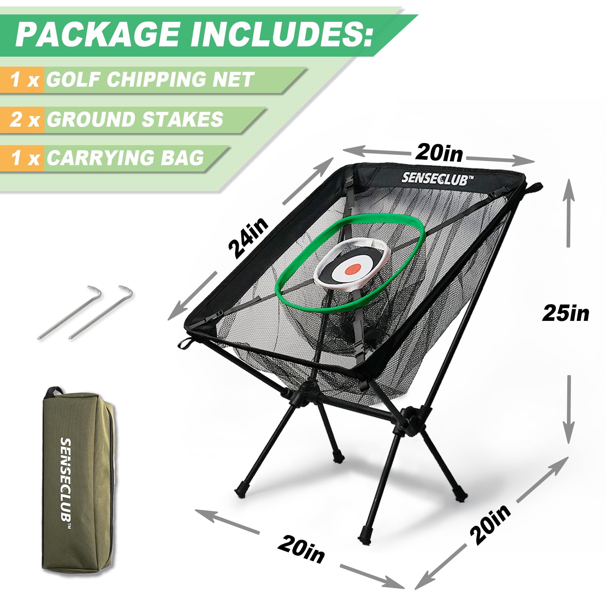 Premium Golf Chipping Net & Practice Green Set - Backyard Training Net with Mat, Target & Balls - Perfect for Outdoor Golf Games, Gifts & Backyard Practice (Ideal for Beginners & Pros)