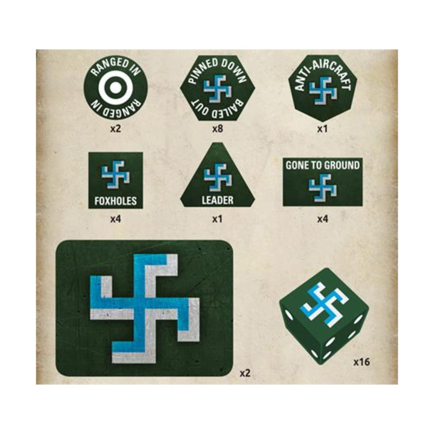 Battlefront TD045 Finnish Gaming Set - 20 Tokens, Objectives & Dice for Tabletop Strategy Games | Perfect for Warhammer, D&D and Board Game Nights