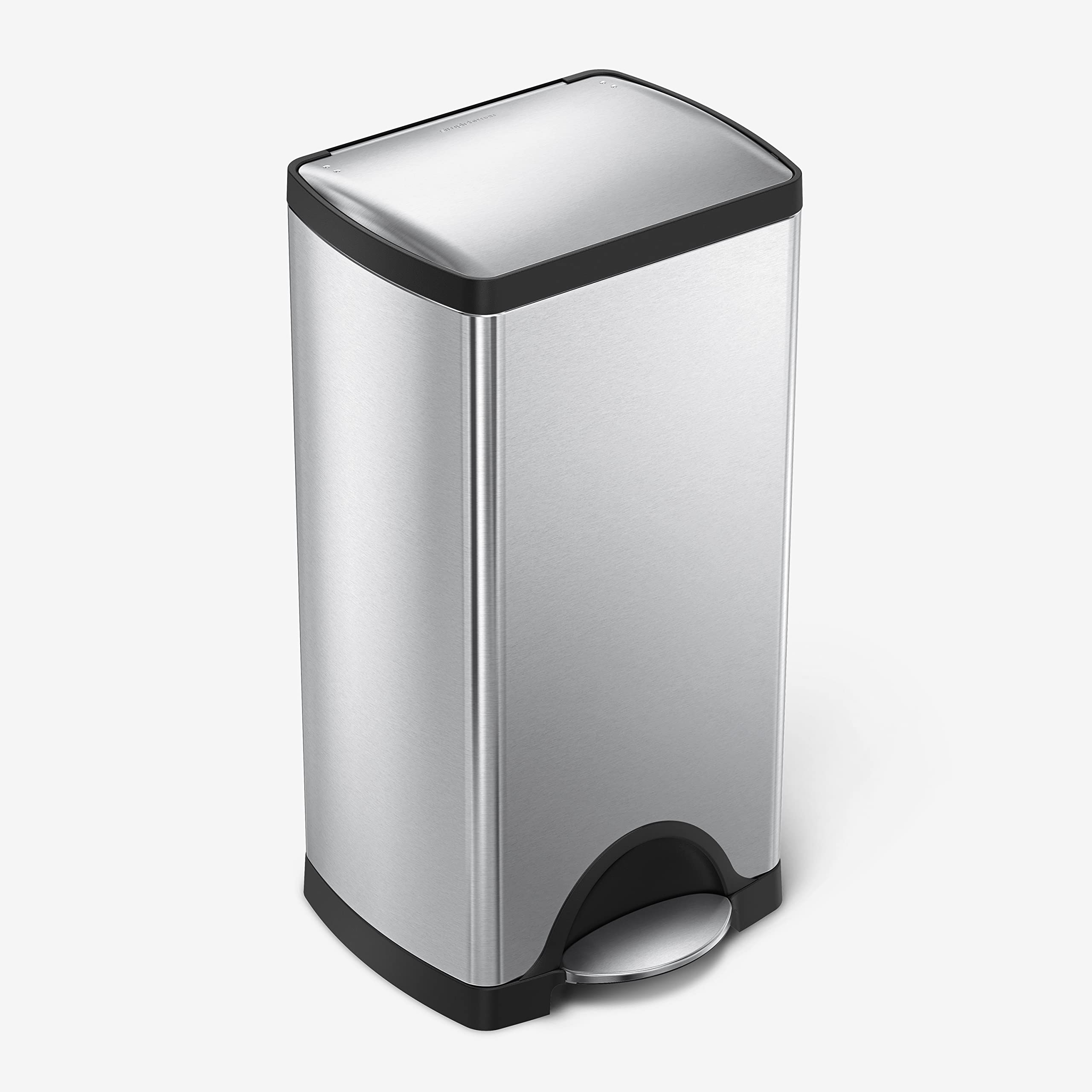 SimpleHuman 30 Liter / 7.9 Gallon Stainless Steel Step Trash Can - Brushed Rectangular Kitchen Garbage Bin for Home, Office & Bathroom Waste Disposal