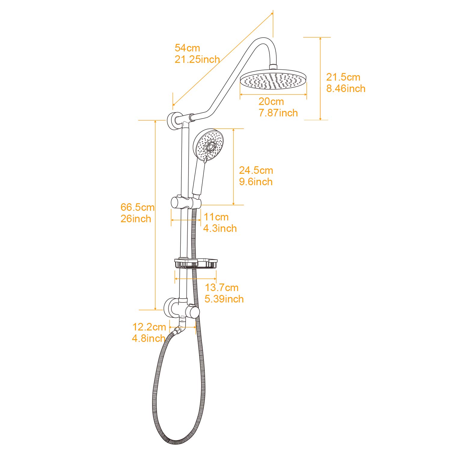 Aolemi Polished Chrome Retrofit Shower System - Matching Bathroom Vessel Sink Faucet with Double Cross Handle - Perfect for Modern & Vintage Bathroom Renovations