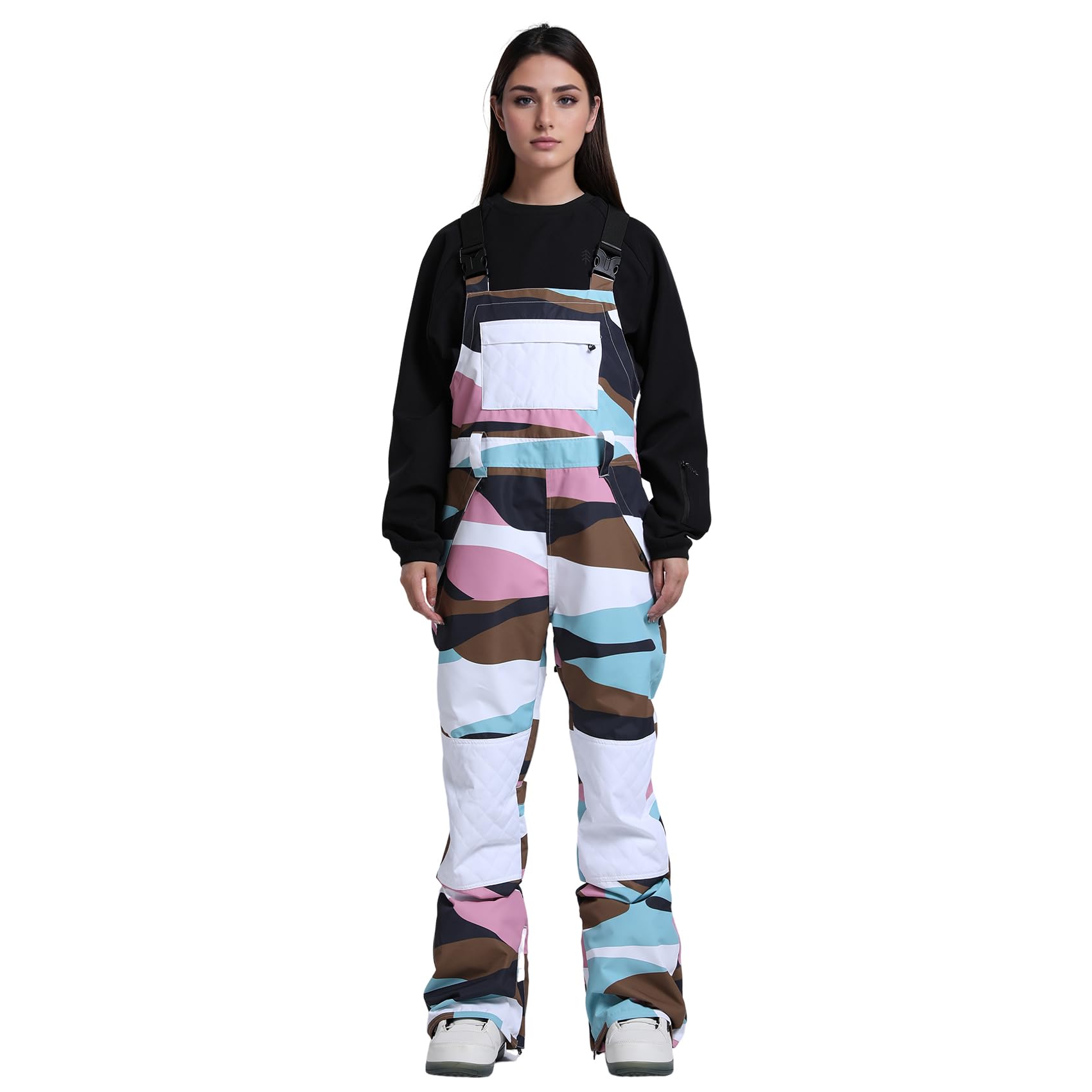 Women's Waterproof Snowboard Bib Overalls - Insulated Windproof Snow Pants for Skiing & Winter Sports | Warm Snowboarding Gear for Outdoor Adventures