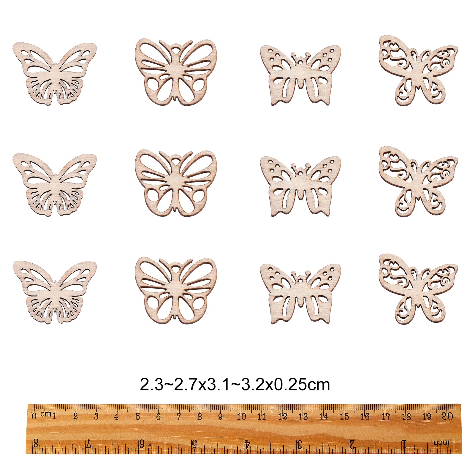 100 Pcs Unfinished Wooden Butterfly Cutouts for DIY Painting - Craft Ornaments for Birthday, Wedding & Home Decor - Perfect for Scrapbooking, Party Favors & Kids' Art Projects