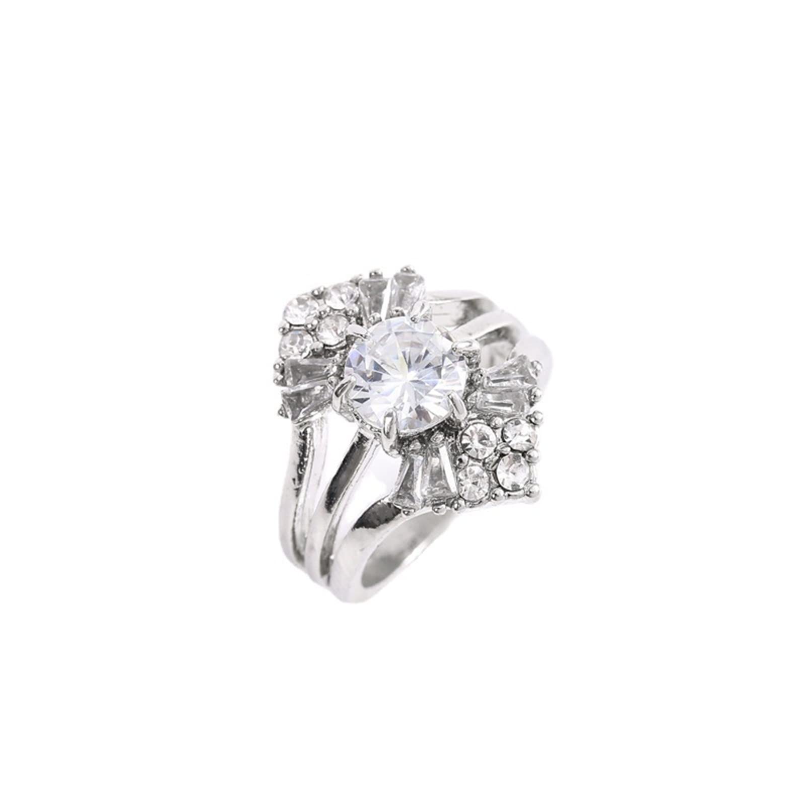 TZNBGO 3-Story Zirconia Engagement Ring for Women - Elegant Wedding Band, Anniversary & Birthday Gift Jewelry, Perfect for Proposals, Bridal Sets & Special Occasions