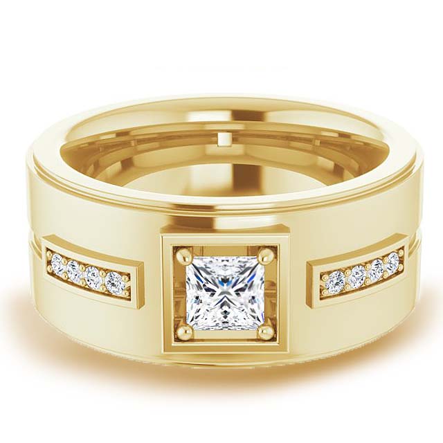 0.62 Carat Princess & Round Cut Diamond Wide Band Men's Ring - Perfect for Weddings, Engagements & Special Occasions