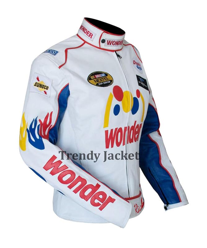 Women's Talladega Racing Nights Wife Costume Jacket - Carley Bobby White Faux Leather Biker Jacket | Halloween Costume, Cosplay, Movie Replica, Biker Outfit