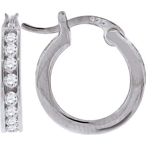 925 Sterling Silver Round Cubic Zirconia CZ Hoop Earrings for Women & Men - Elegant Fashion Jewelry for Everyday Wear, Parties, and Special Occasions