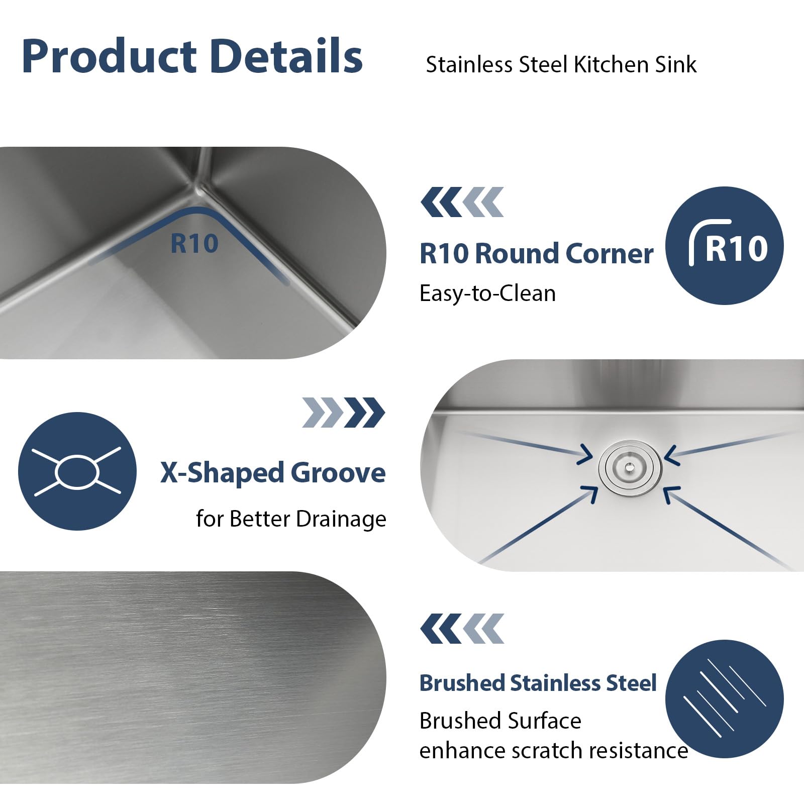 Lordear 33x19 Inch Drop-In Kitchen Sink - 16 Gauge 304 Stainless Steel Single Bowl Workstation with Built-in Accessories | Over Counter Handmade Sink Basin for Modern Kitchens & Restaurant Prep