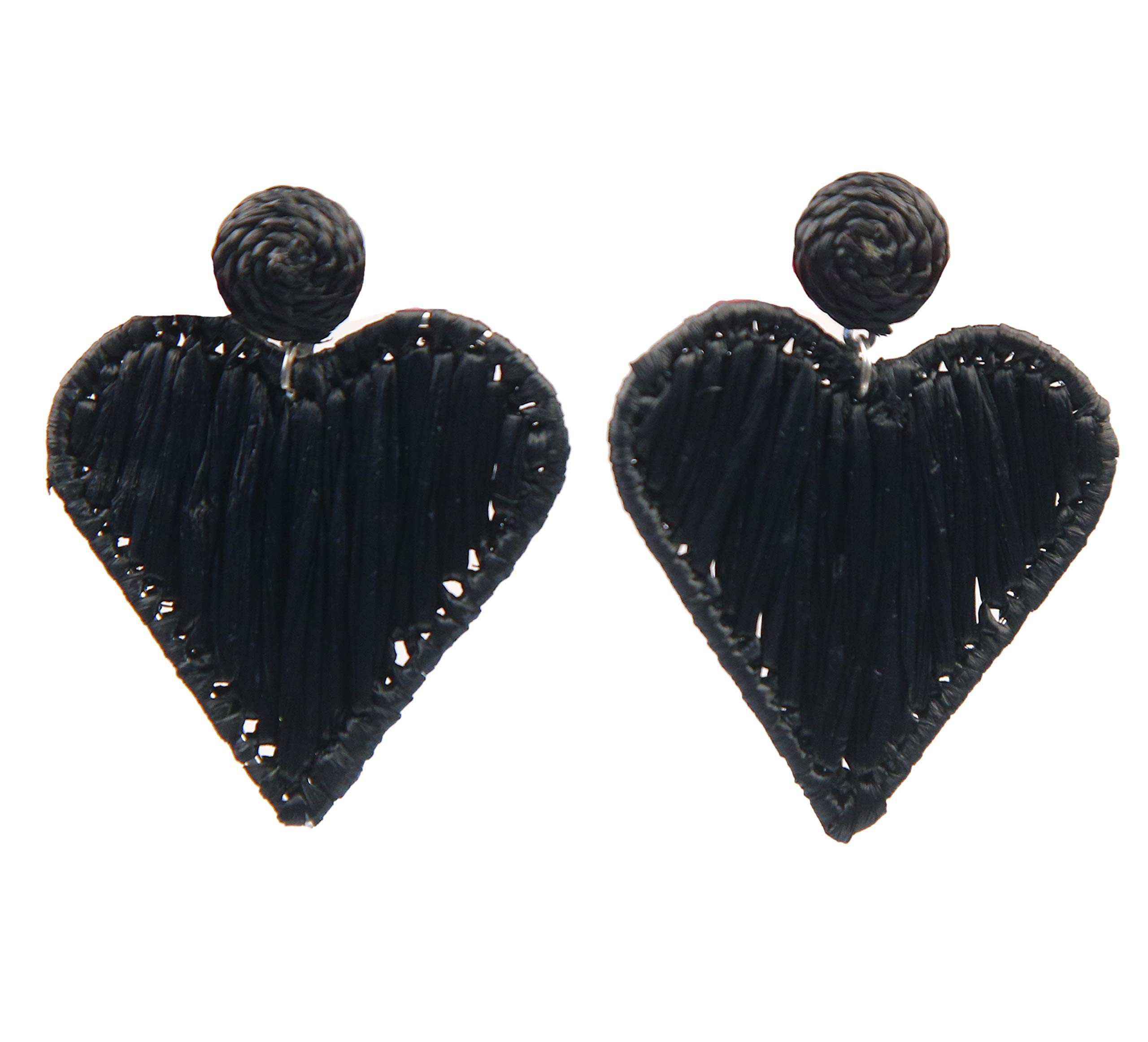 Handmade Tribal Chic Valentine's Day Raffia Earrings - Boho Statement Jewelry for Women - Perfect for Date Nights & Festivals