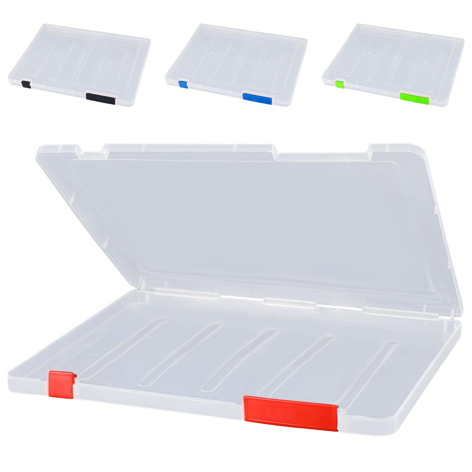 Lemical 4 Pack Plastic Paper Storage Containers - Portable Scrapbook Organizer Box for 8.5x11 Letter & A4 Documents - Perfect for Office, School, Craft Room to Store Files, Photos, Stamps, Cards & Stationery