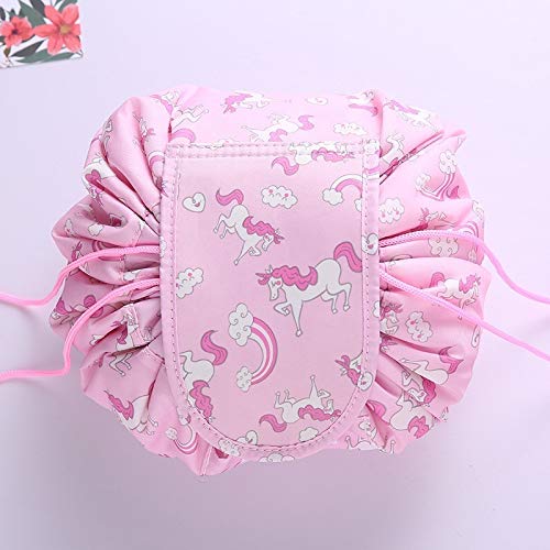 Trexee Waterproof Travel Cosmetic Bag with Drawstring | Large Capacity Makeup Organizer Pouch for Women | Portable Toiletry Bag for Gym, Beach & Vacation | Durable Multi-Functional Storage Case