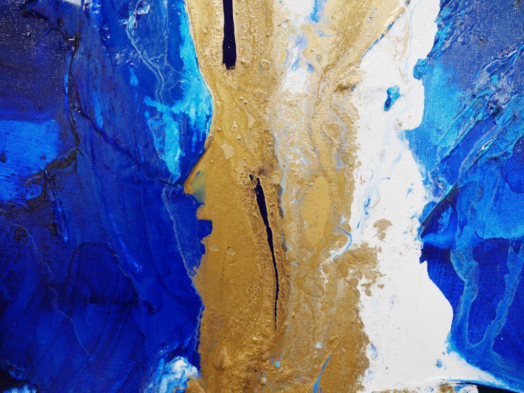 Blue and Gold Abstract Glitz Painting 140cm x 100cm - Modern Wall Art for Living Room, Bedroom & Office Decor