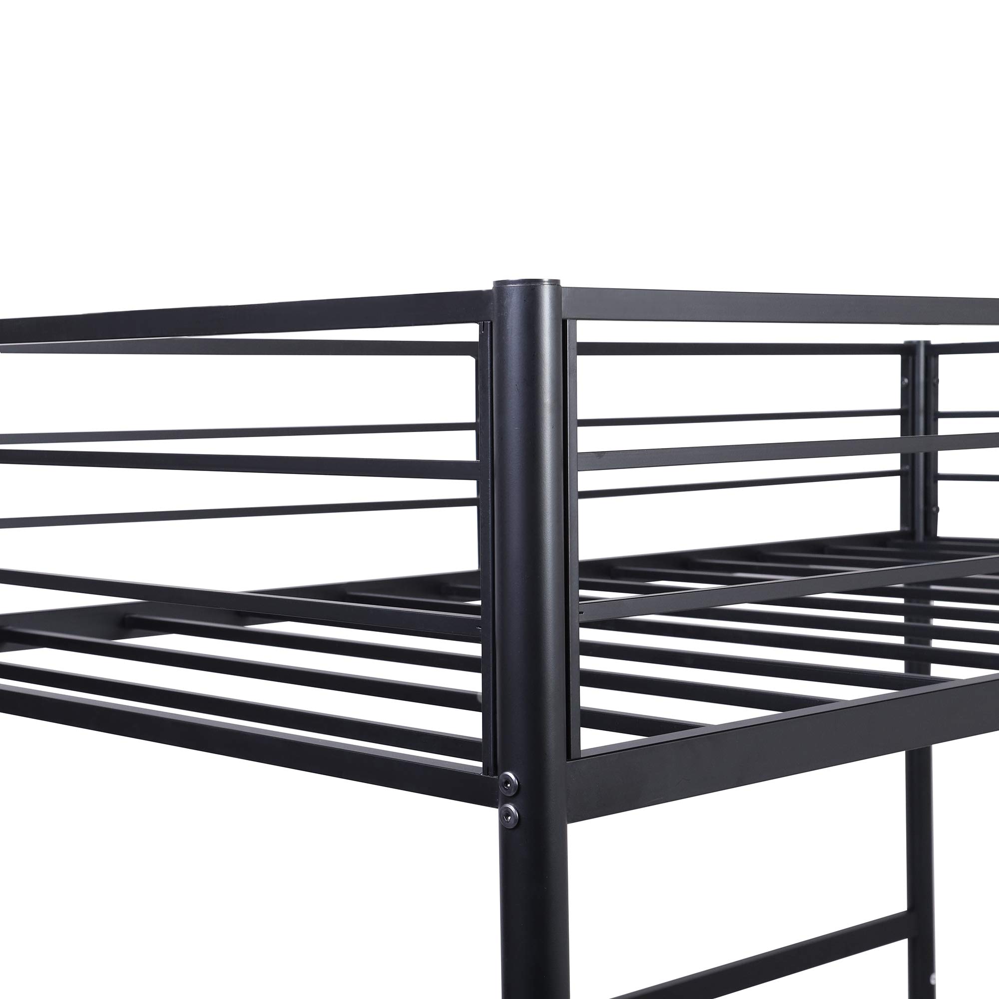 LZ LEISURE ZONE Twin Loft Bed with Desk & Shelves - Sturdy Metal Loft Bed Frame for Teens & Adults - No Box Spring Needed - Space-Saving Black Twin Size Loft Bed - Perfect for Small Bedrooms, Dorms & Studio Apartments