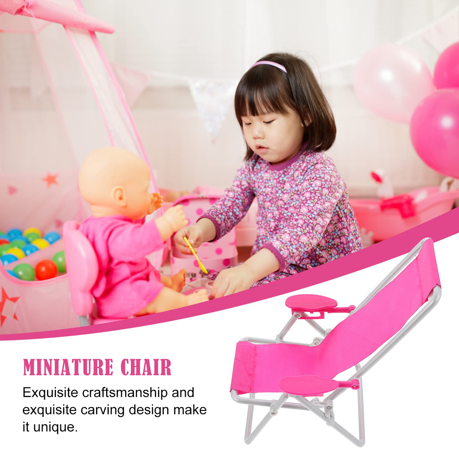 Toyvian 3-Piece Miniature Foldable Beach Chair Set - Dollhouse Furniture, Mini Deck Chair, Lounge Chair for Dolls - Perfect for Beach Scenes, Poolside Decoration & Dollhouse Accessories