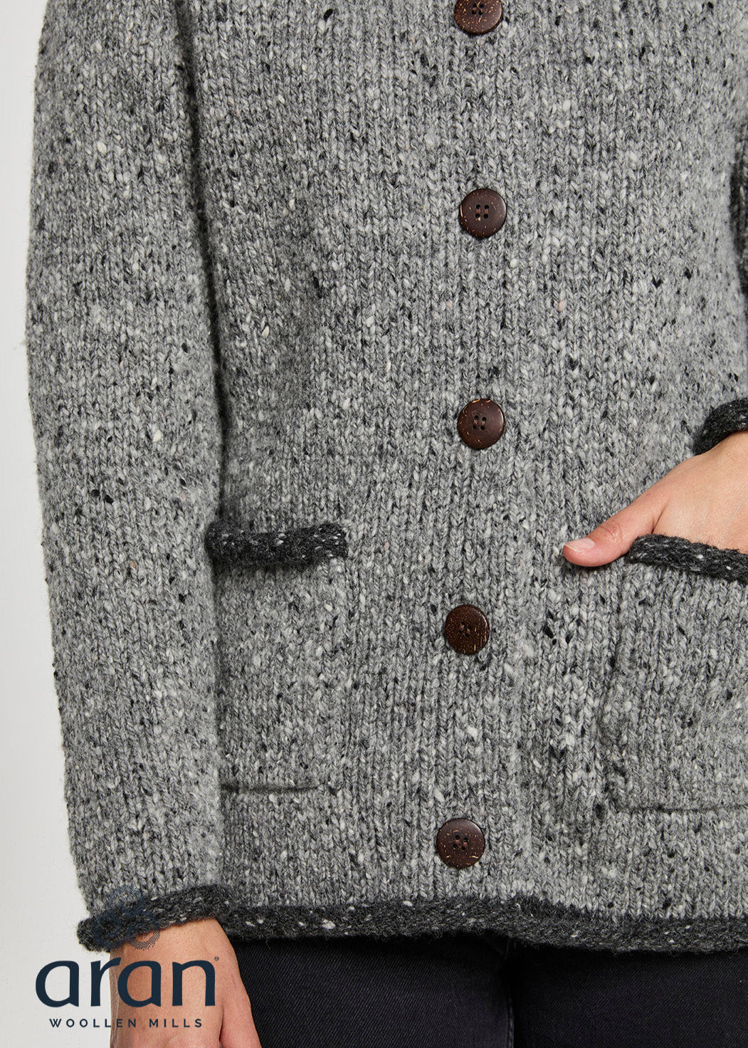 Donegal Ladies' Raglan Cardigan Sweater - Soft Knit Long Sleeve Open Front Cardigan for Women in Grey Charcoal | Perfect for Fall Layering, Office Wear & Casual Outfits