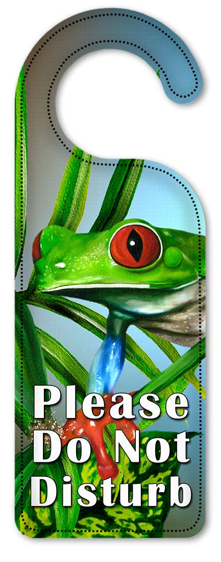 Art Plates Do Not Disturb Door Knob Hanger Sign - Red Toe Tree Frog Design | Privacy Door Hanger for Hotels, Offices & Bedrooms | Cute Frog-Themed Do Not Disturb Sign